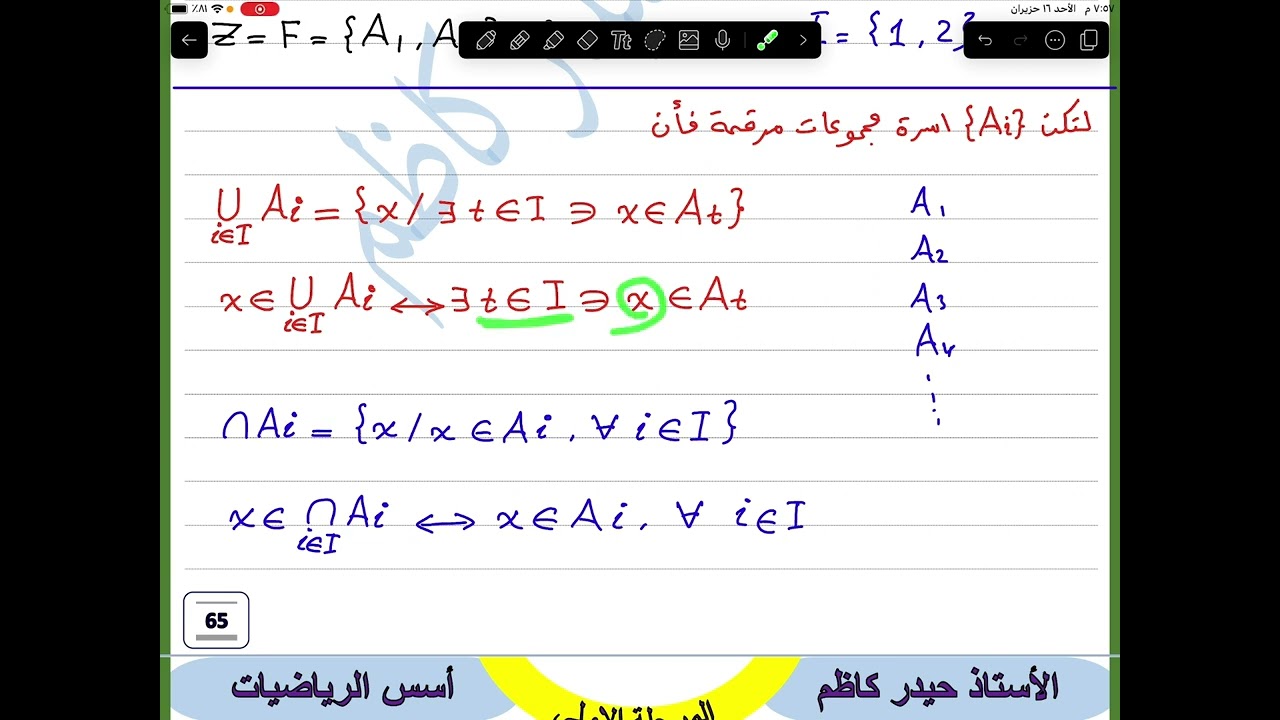 م21 / اسرة المجموعات المرقمة / اسس الرياضيات
