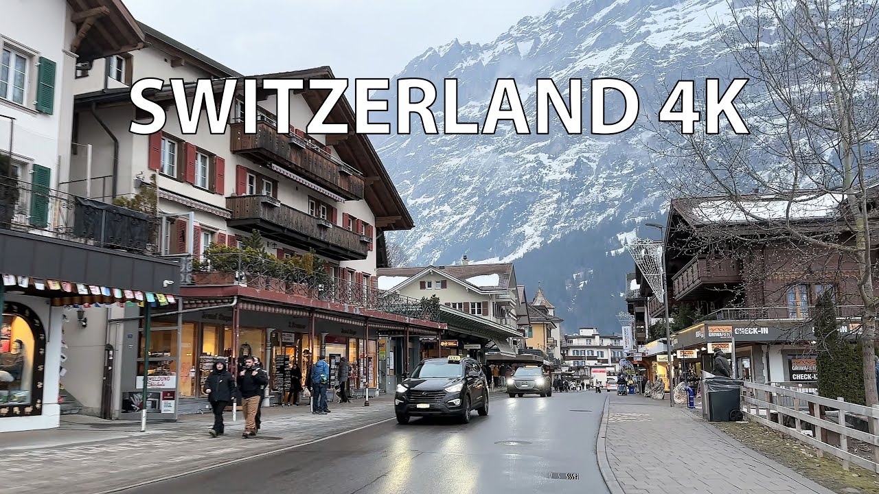 Switzerland 4K - Swiss Alps Winter Villages - Scenic Drive