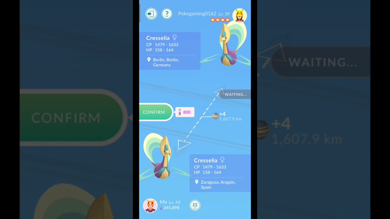 Shiny Cresselia Mirror Trade gone wrong #shorts #youtubeshorts #pokemongo #trade #cresselia