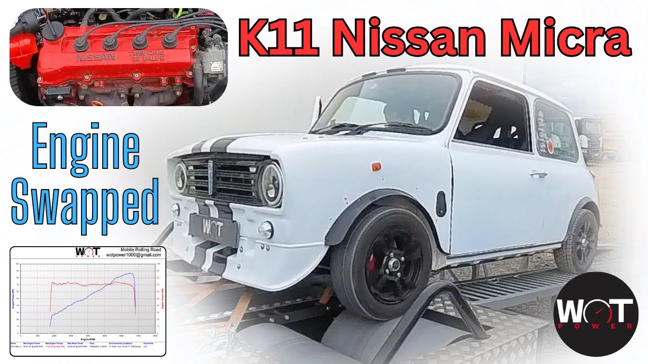K11 Nissan Micra CG13, Rolling Road, Engine Swapped Mini, Twin Cam, Dyno Pull