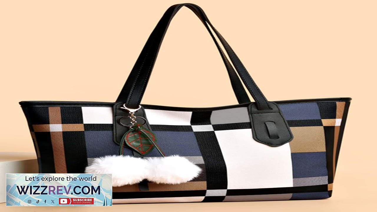 Plaid Pattern Shoulder Tote Bag With Bag Charm Handbags for Women Shoulder