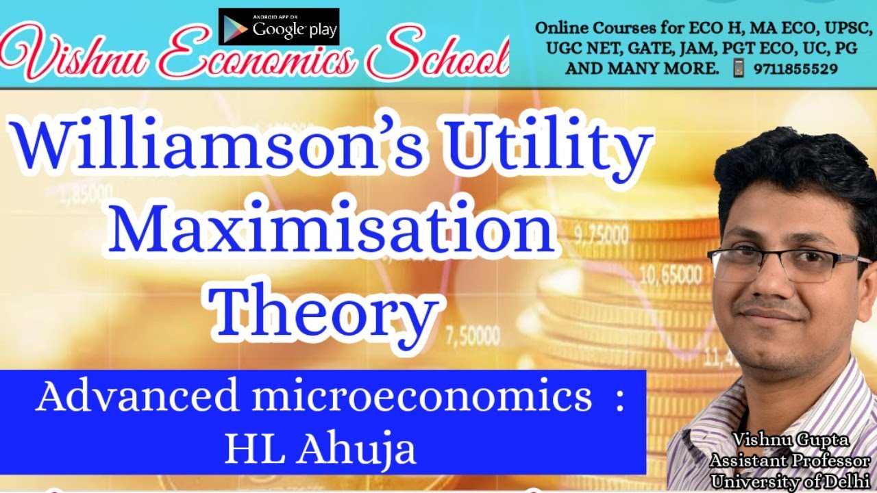 Williamson’s Utility Maximisation Theory | HL Ahuja | advanced microeconomics | Ugc net | upsc
