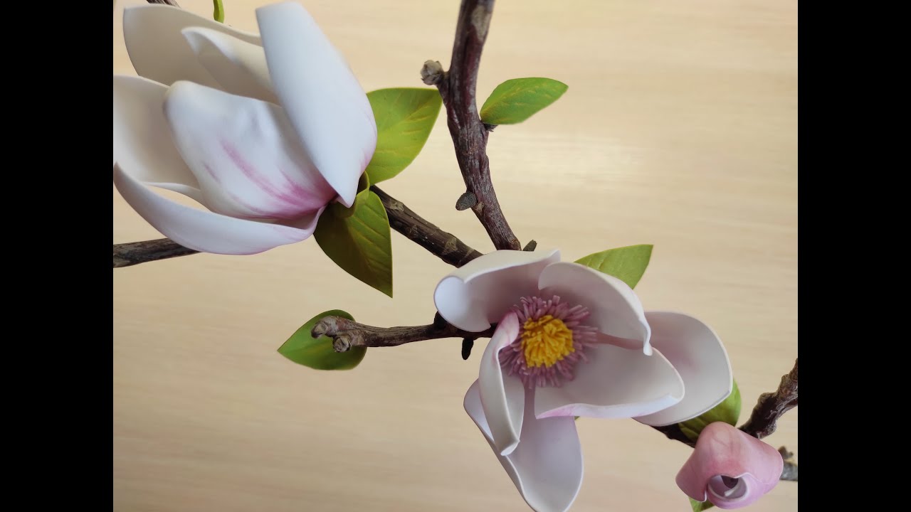 Реалистичная магнолия из фоамирана без молдов. Легко. flower magnolia from foam. Цветы из фоамирана