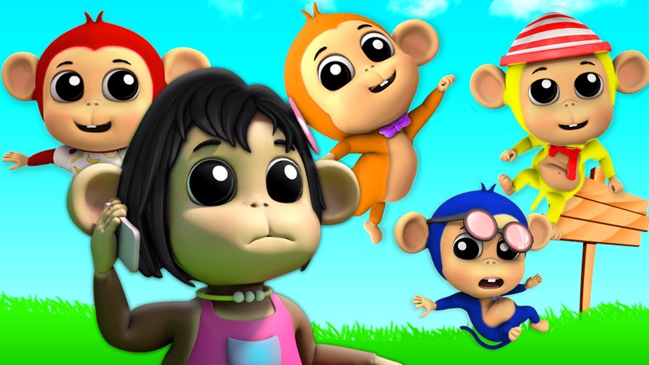 lima monyet kecil | melompat sajak | Muzik anak-anak | Five Little Monkeys | Farmees Malaysia