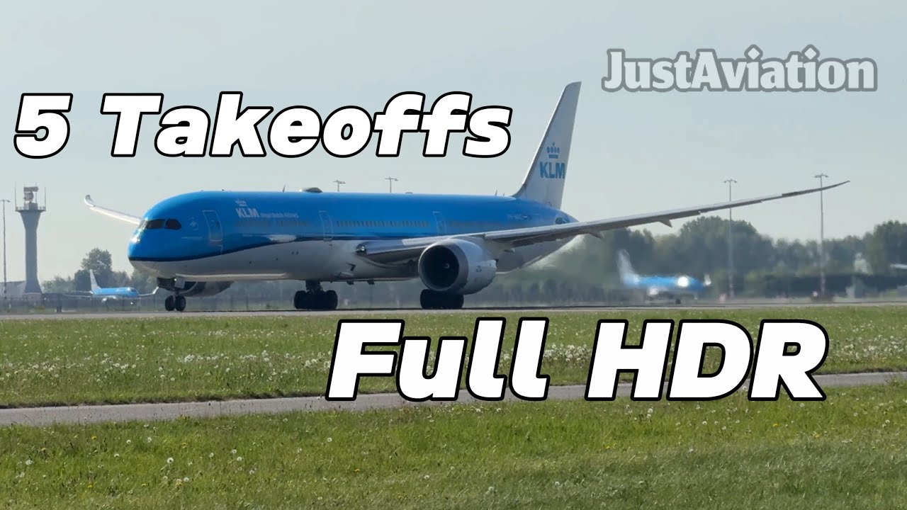 5 TAKEOFFS AT SCHIPHOL AIRPORT | HDR