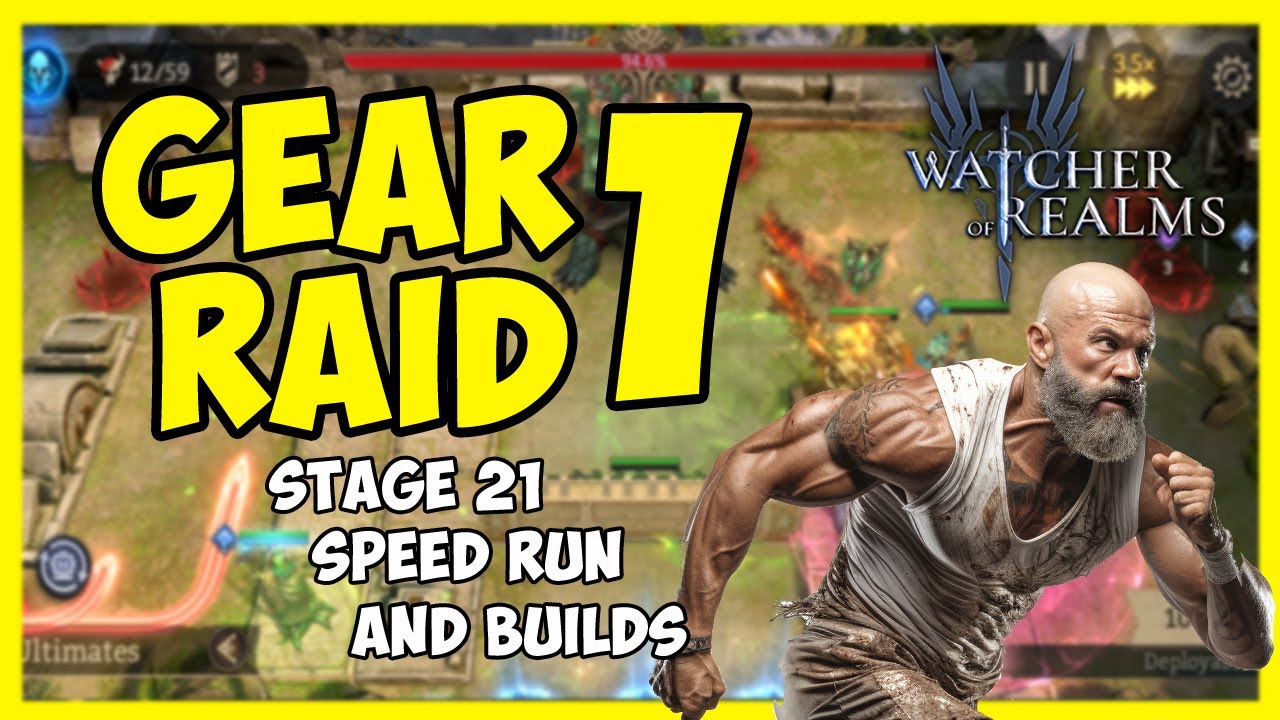 Watcher of Realms Gear Raid 1 Stage 21 SPEED Runs! Super Fast Clears. Builds & Strategy Showcased.