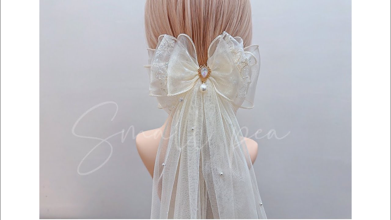 小花童頭紗蝴蝶結 ｜DIY髮飾教學｜兒童髮飾DIY｜緞帶蝴蝶結｜手作蝴蝶結髮飾 Ribbon Bow 