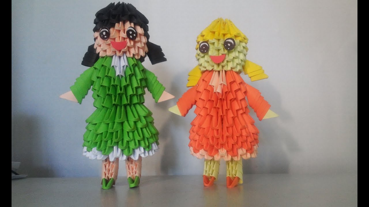 3d origami doll - Búp bê origami 3d - poppy9011