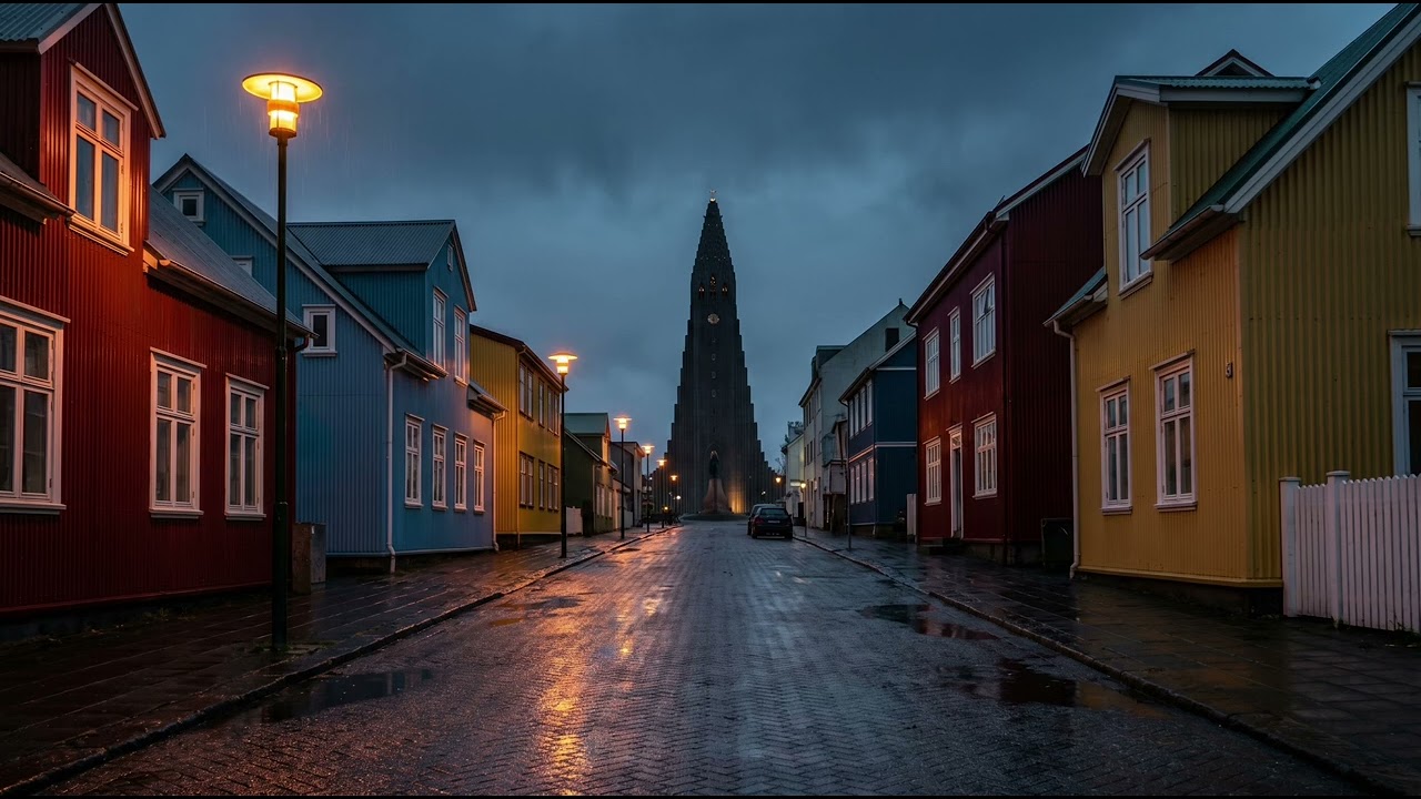 Rain in Reykjavik 🌧️ Quiet Nordic Night in Iceland | Sleep, Study, Relax