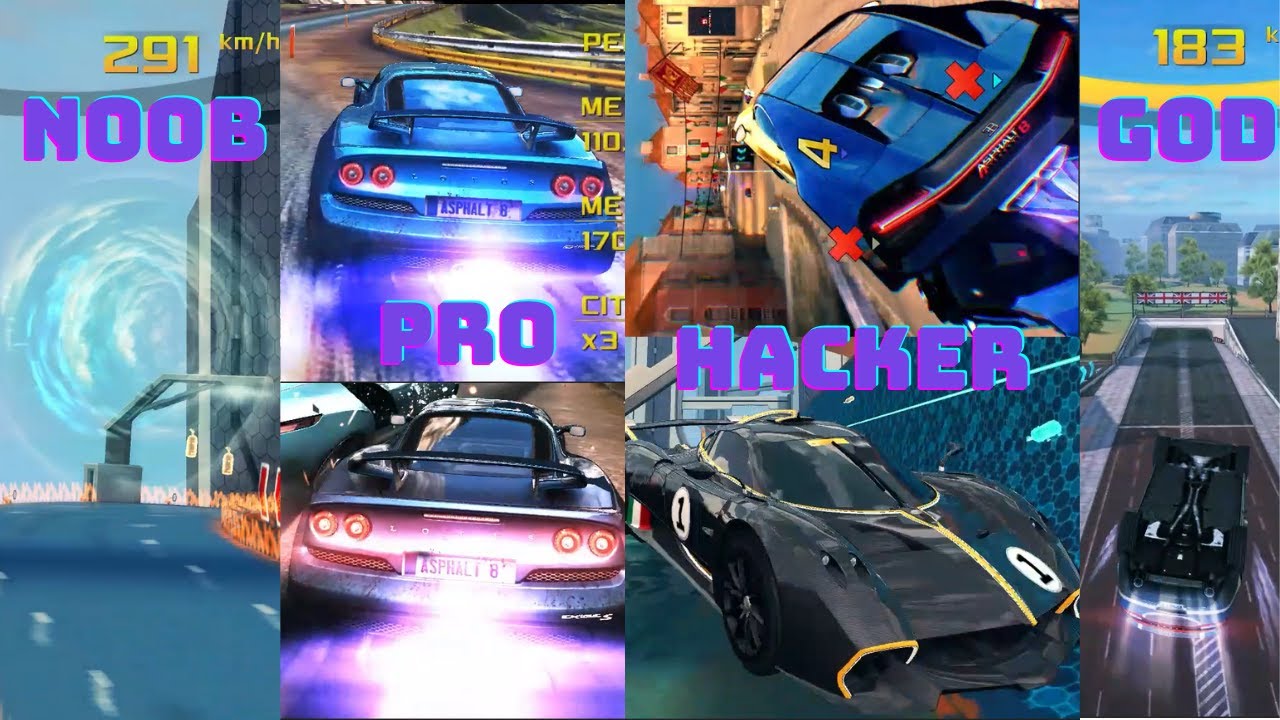 Asphalt 8 Noob vs Pro vs Hacker vs God