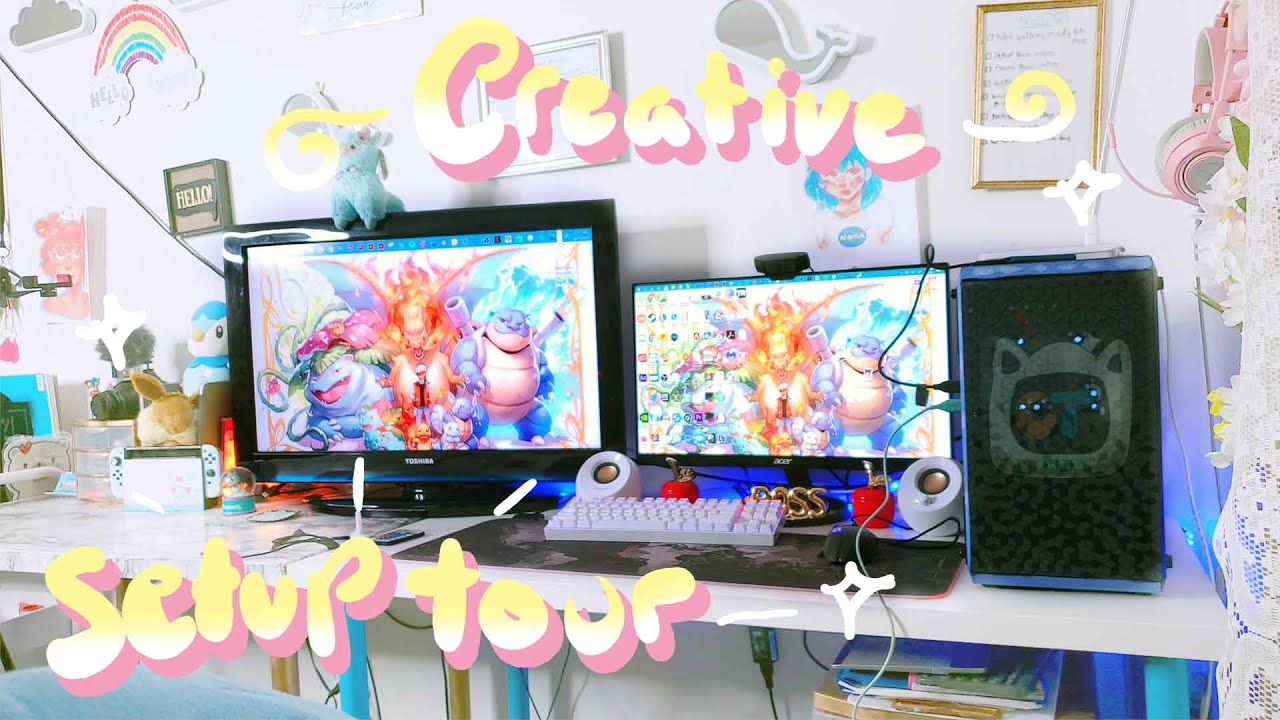 ✏️Creative Desk Setup Tour 2020 🖥️ Multimedia Artist Workspace 🖌️