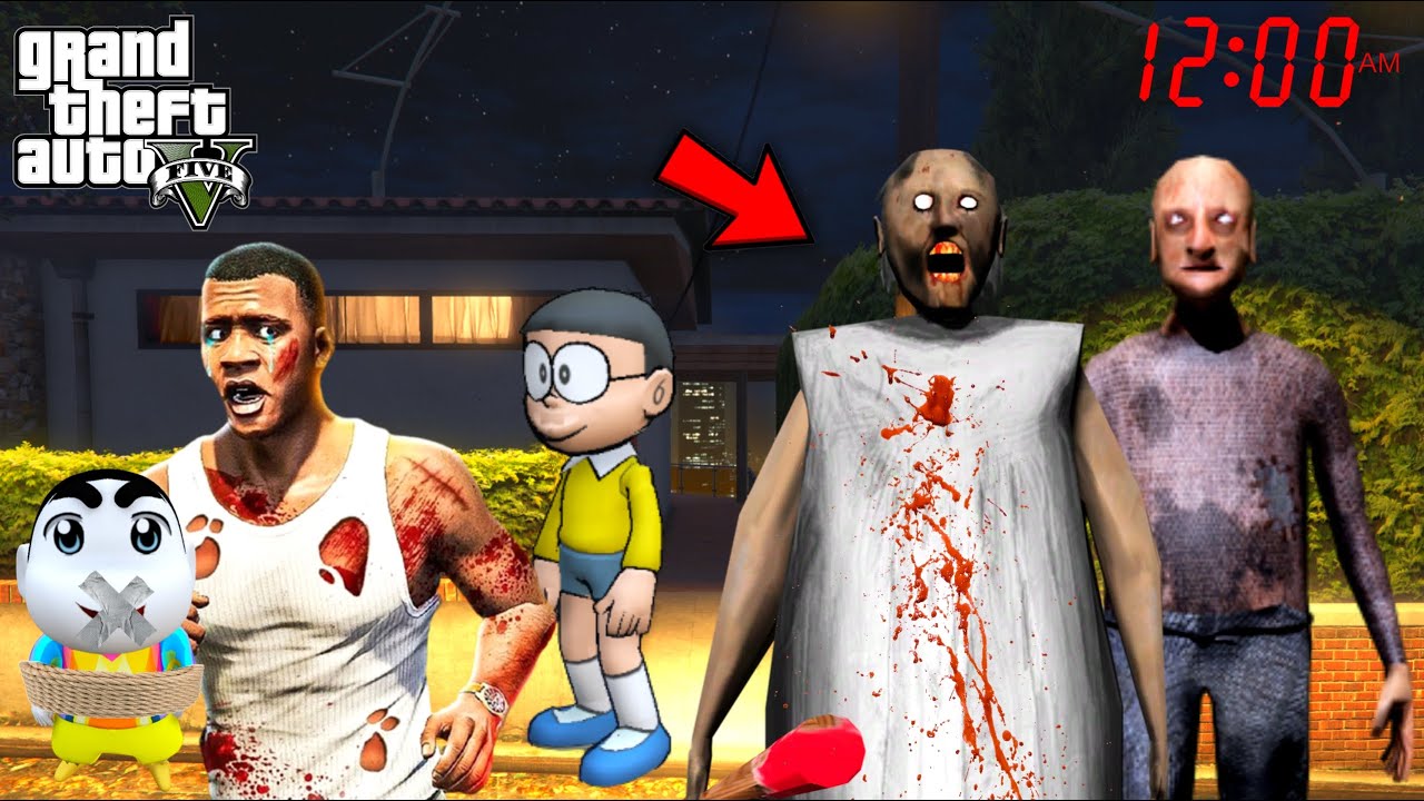 FRANKLIN TRYING TO ESCAPE SHINCHAN AND NOBITA FROM GRANNY HOUSE IN GTA 5