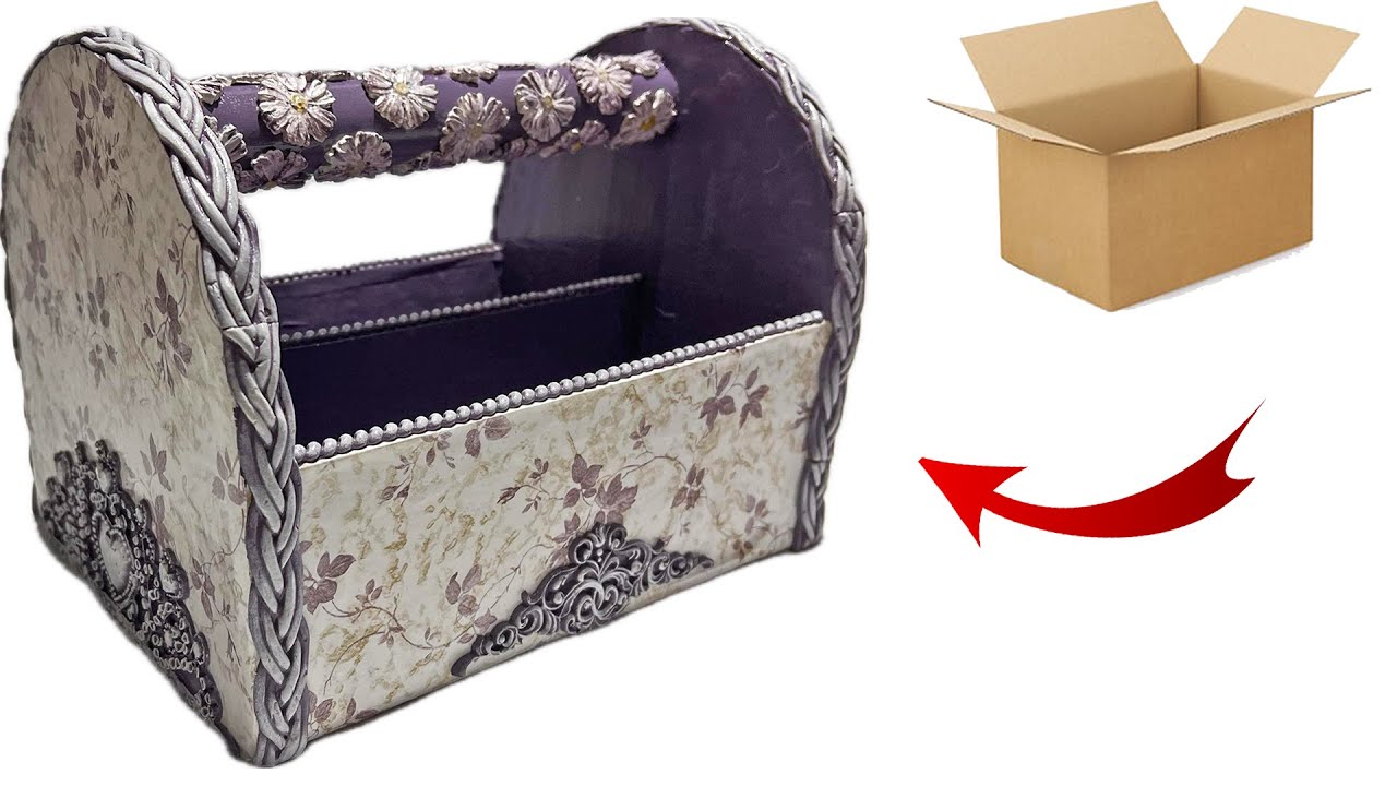 DIY CARDBOARD BASKET / CARDBOARD DECORATION