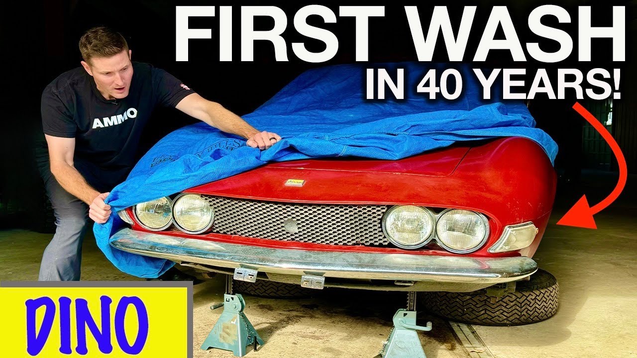 Первая мойка за 40 лет: РЕДКИЙ заплесневелый кузов Fiat Dino после катастрофы!