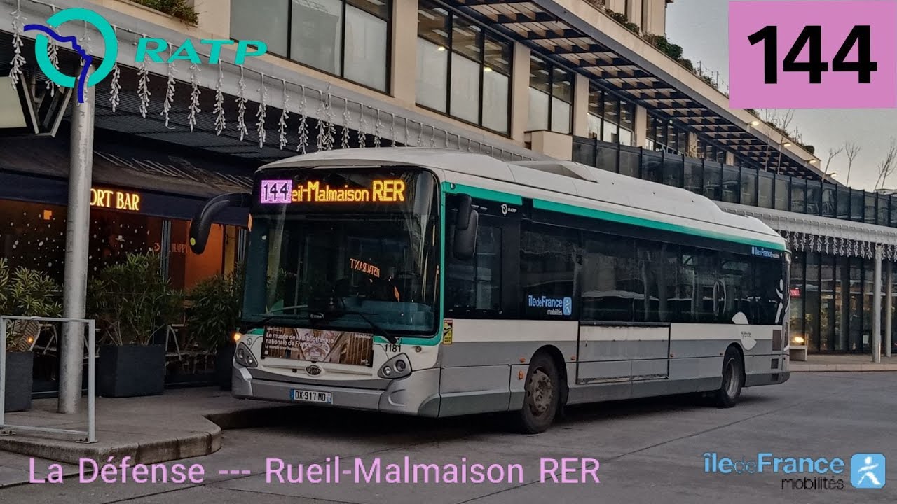 Bus 144 RATP - GX337 Hybride N°1181 La Défense --- Rueil-Malmaison RER