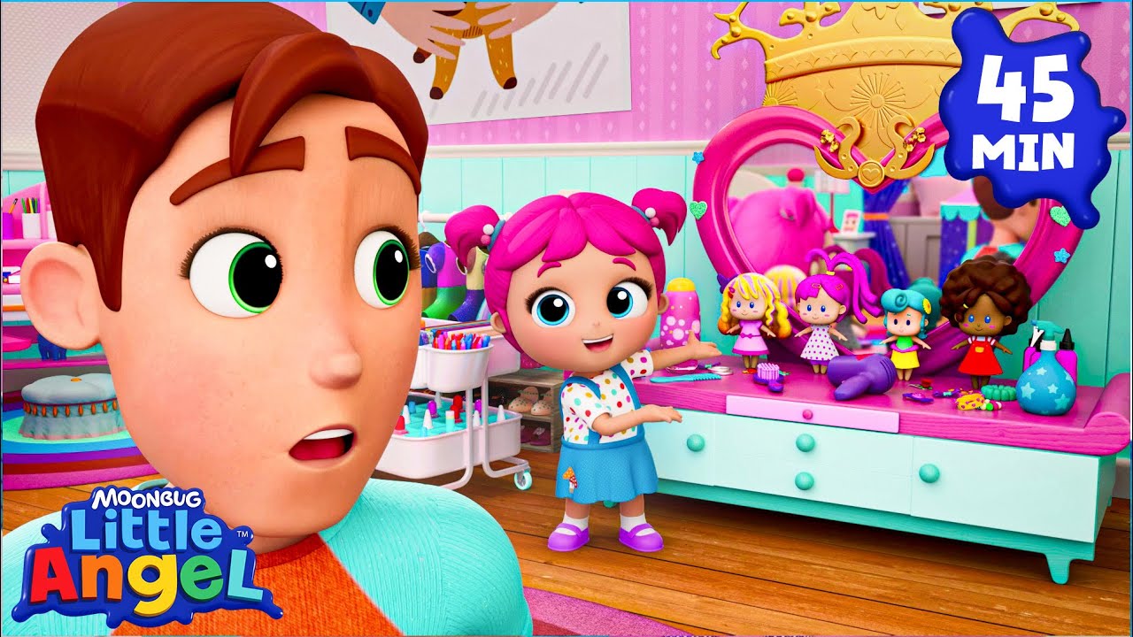 My Daughter Does My Hair 💇🏻‍♂️🩷 This is the Way! | Little Angel and Cocomelon Nursery Rhymes