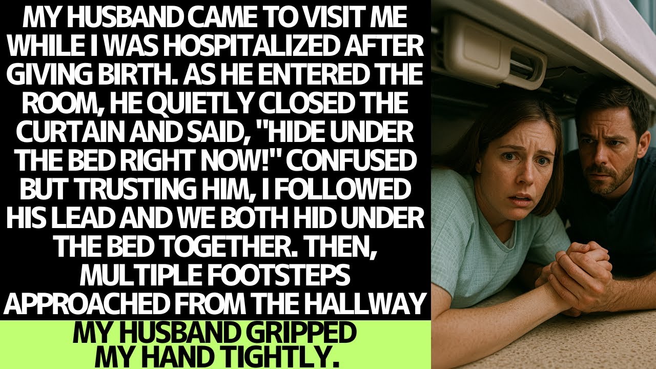 My husband rushed into my hospital room and told me to hide under the bed immediately.