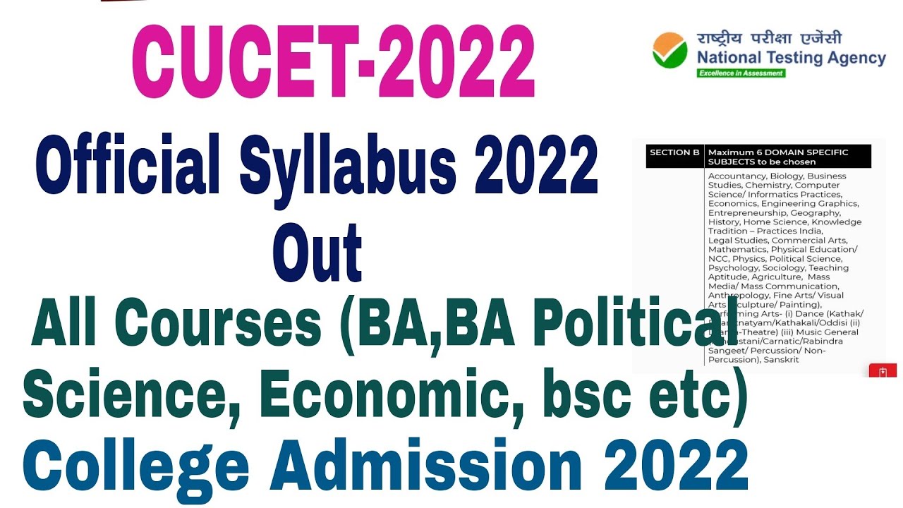cucet 2022 official syllabus | cucet ba syllabus | cucet bba syllabus | cucet ug and pg syllabus