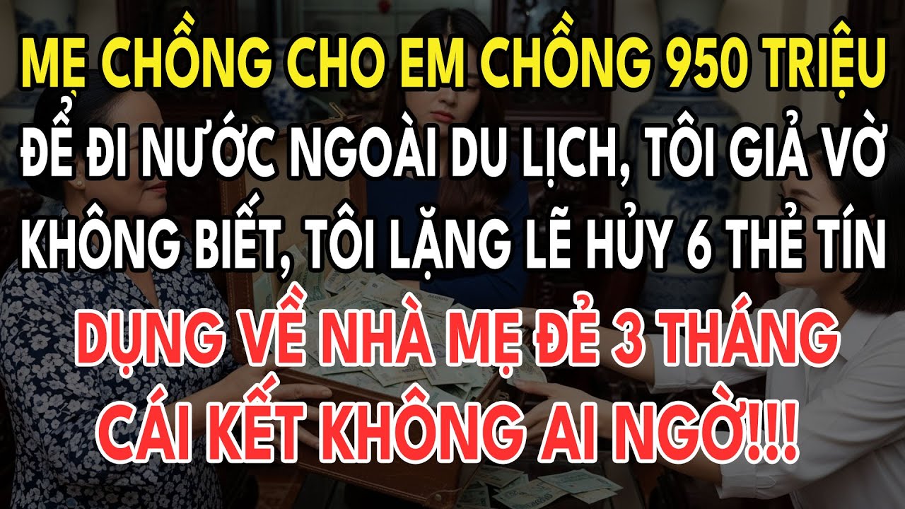 Mẹ Chồng Cho Em Chồng 950 Triệu Để Đi Nước Ngoài Du Lịch. Tôi Giả Vờ Không Biết Lặng Lẽ Hủy Bỏ 6 Thẻ
