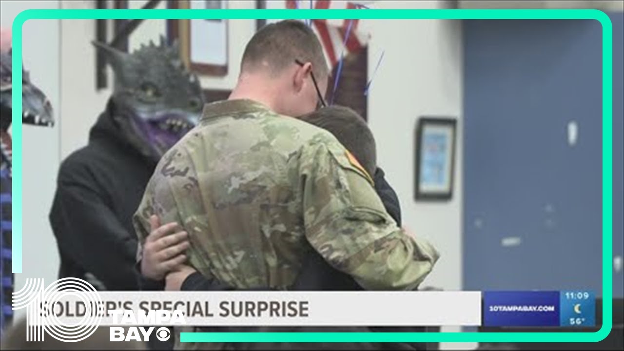 'Being away is tough': Soldier surprises little brother at Marshall Elementary School on his birthda
