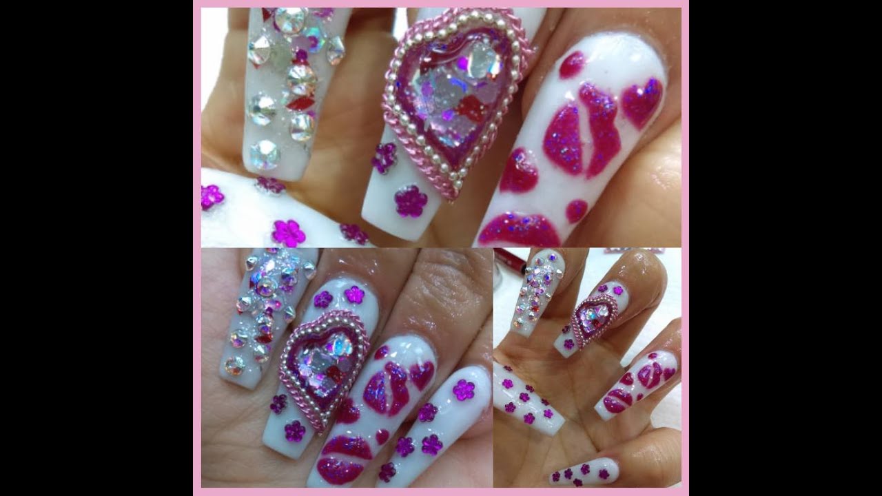 U&ntilde;as con corazones / luliz nails