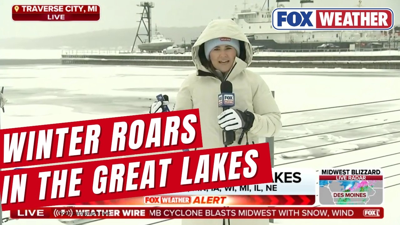 Репортаж с места событий в Траверс-Сити, штат Мичиган, где на Великие озера обрушилась опасная дл...