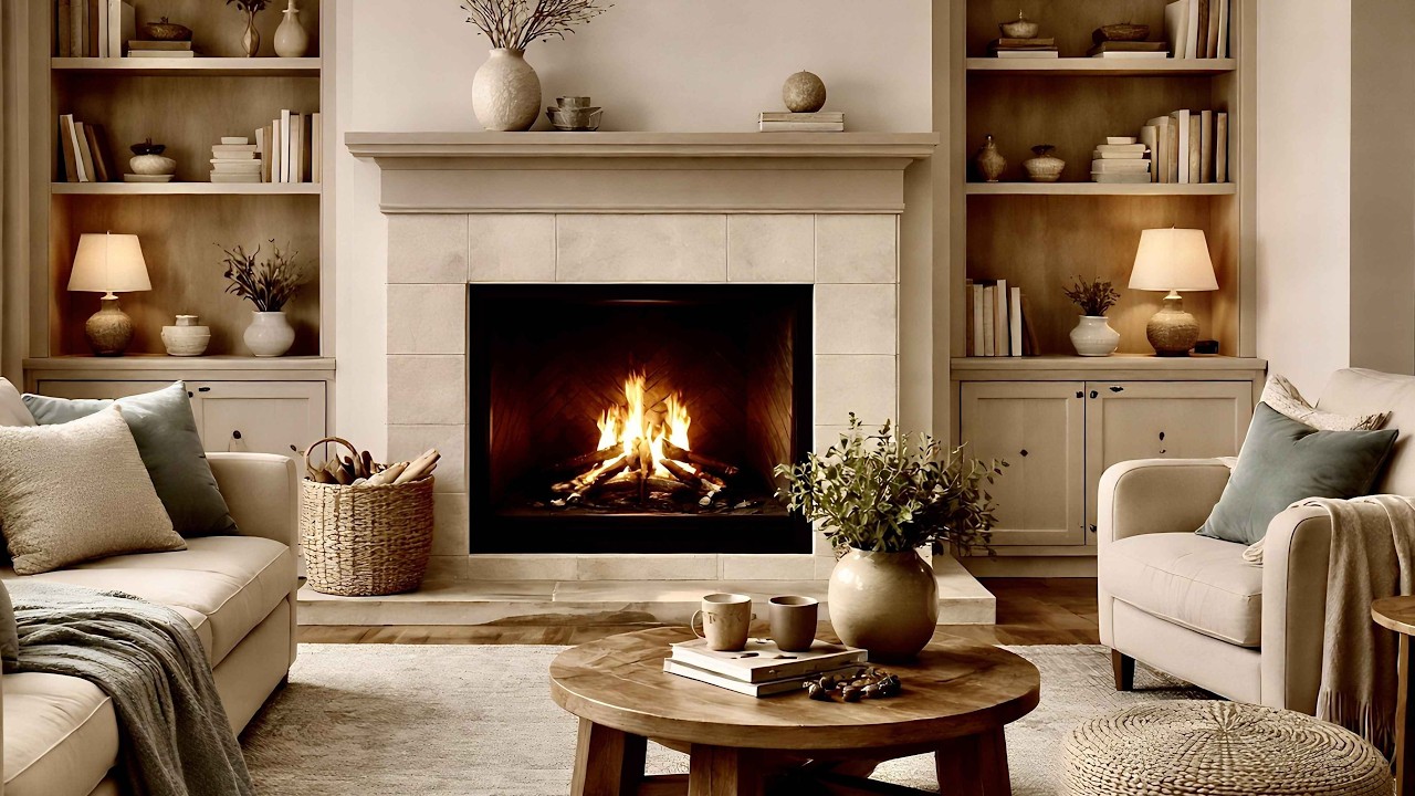 Minimalist Cozy Fireplace 🔥 Calm Fire Sounds for Deep Focus, Reading & Relaxation