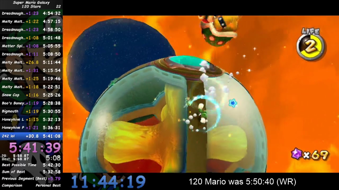 Super Mario Galaxy 242 Stars Speedrun in 12:01:16 Part 2