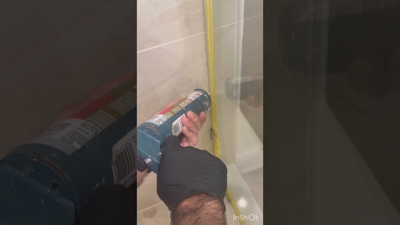 Shower glass clear silicone application