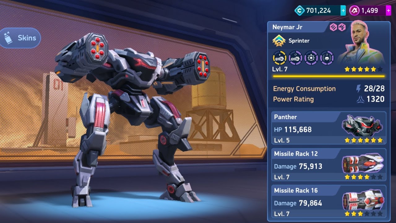 Mech Arena Panther robot use missile rack 16 and 12 mvp MVP with 11 kill