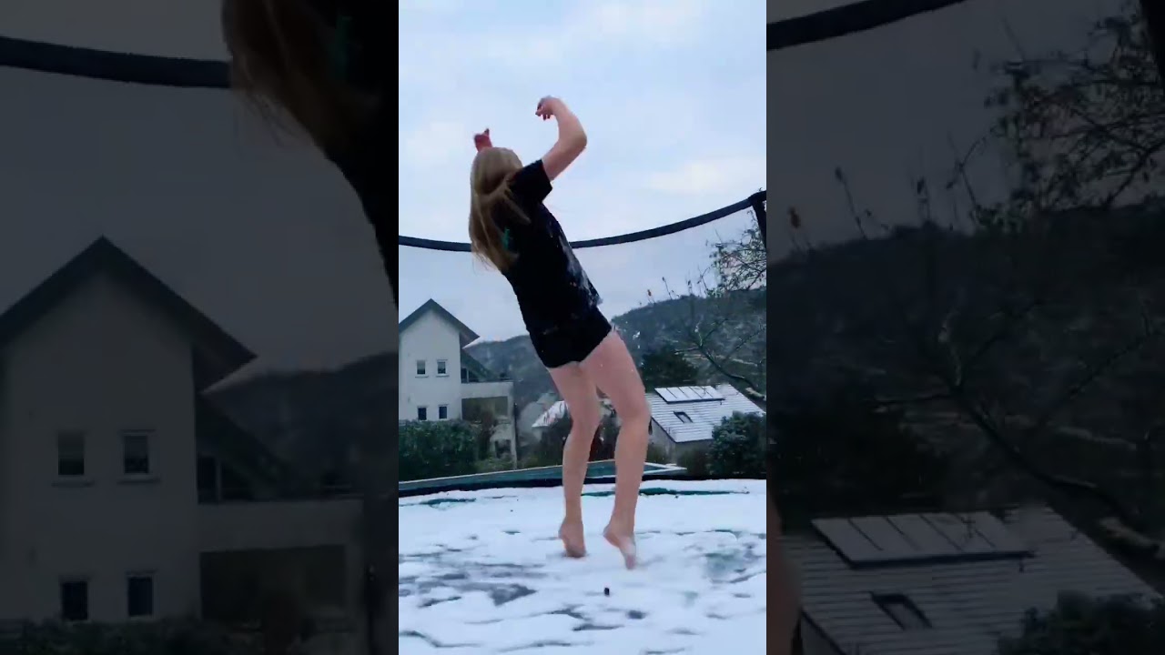 Wenn PL&Ouml;TZLICH SCHNEE liegt #schnee #ironie #trampolin