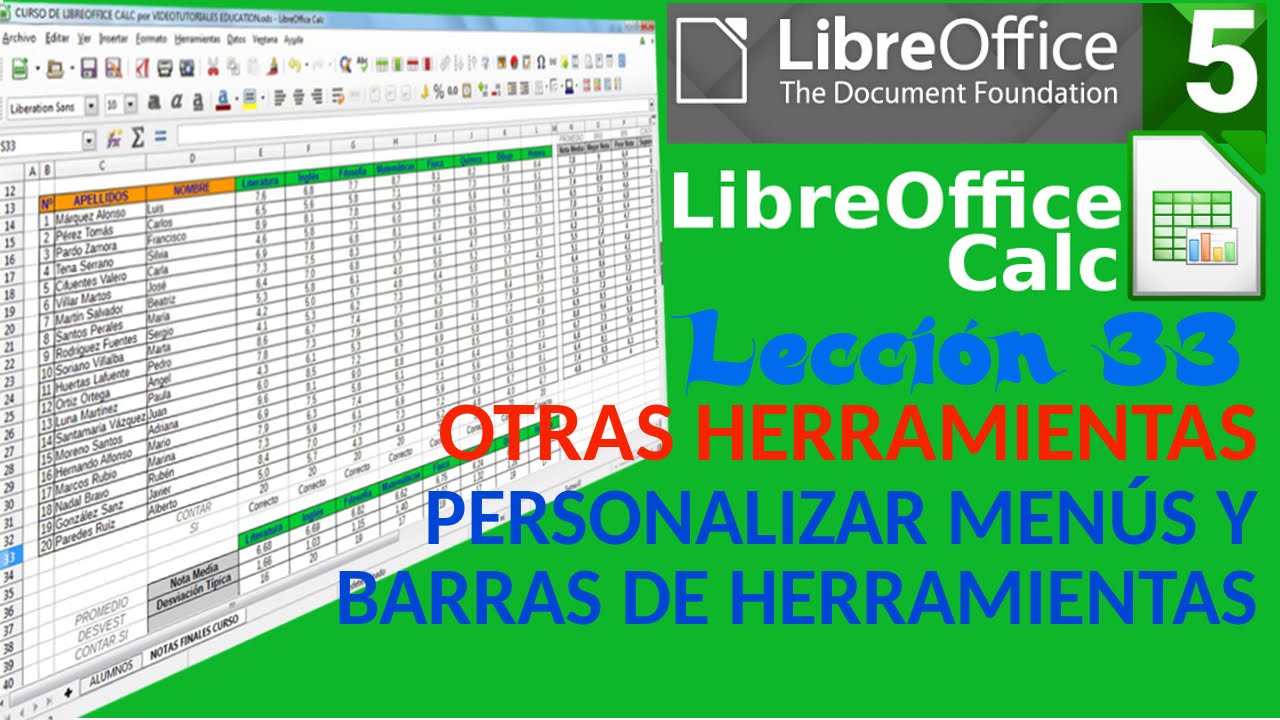 Tutorial LibreOffice Calc - 33/34  Herramientas. Personalizar Menús y Barras de Herramientas.