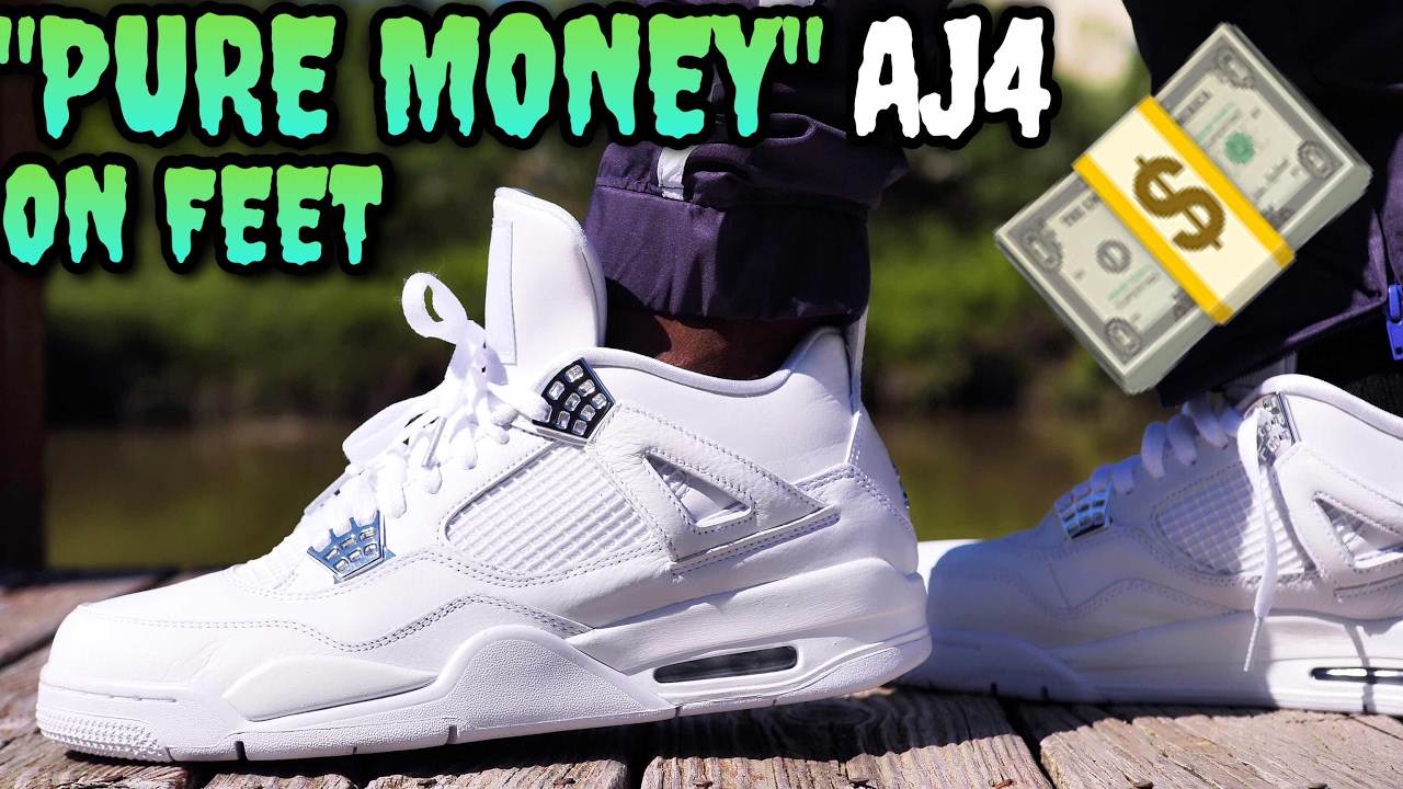 Обзор кроссовок PURE MONEY AIR JORDAN 4 на ногах! Лучшие AIR JORDAN для лета!
