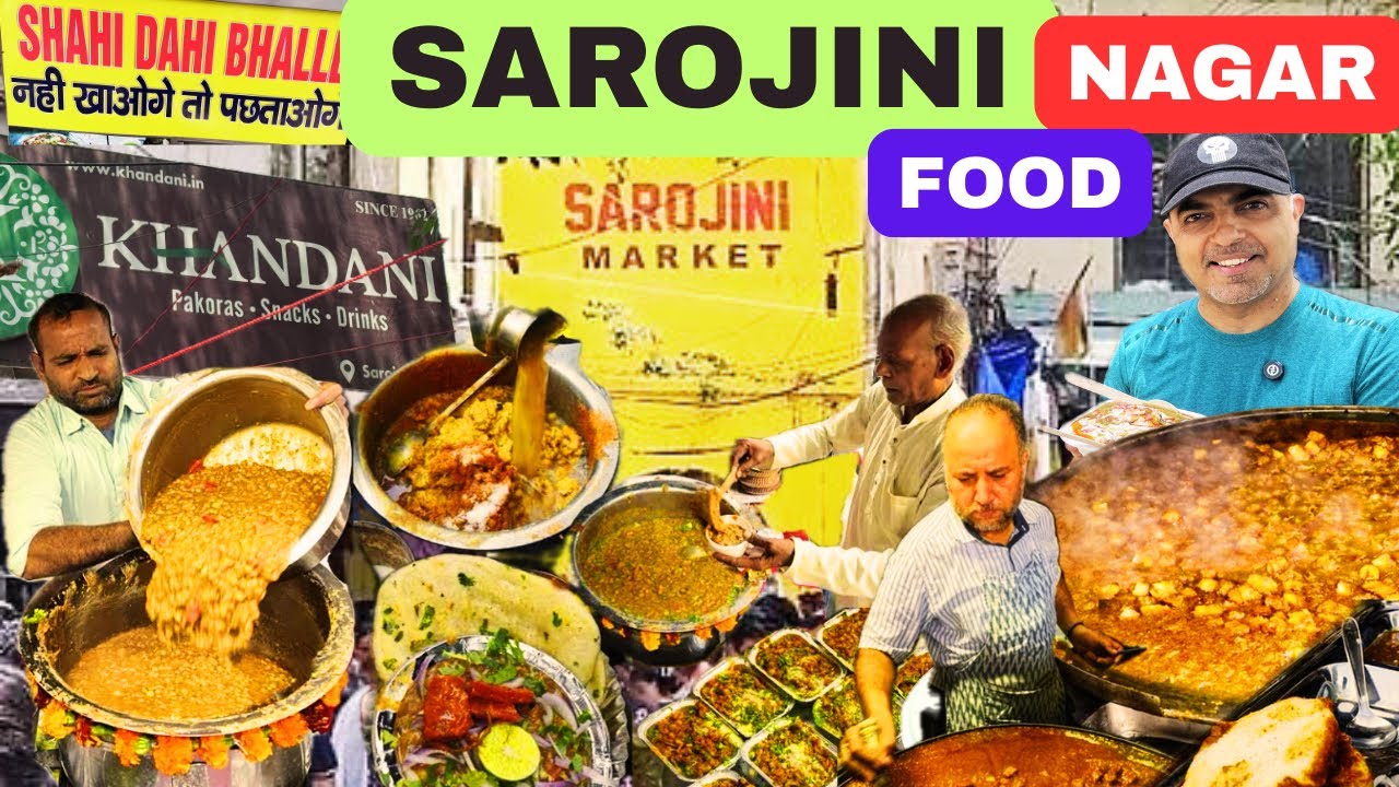 Sarojini Nagar Delhi Food Tour | 20 Varieties Of Pakoras| Shahi Dahi Bhalle | Mineral Water Kulche |