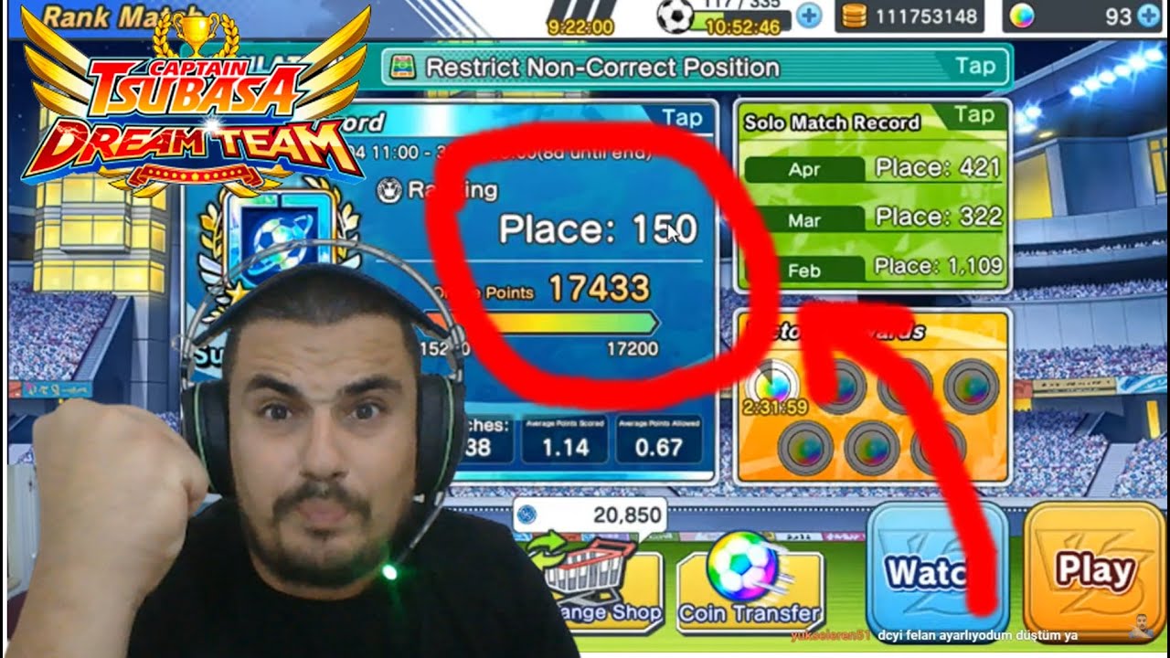 DÜNYA 150  OLMA MAÇIMDA TAKİPÇİM GELDİ !! CAPTAİN TSUBASA DREAM TEAM