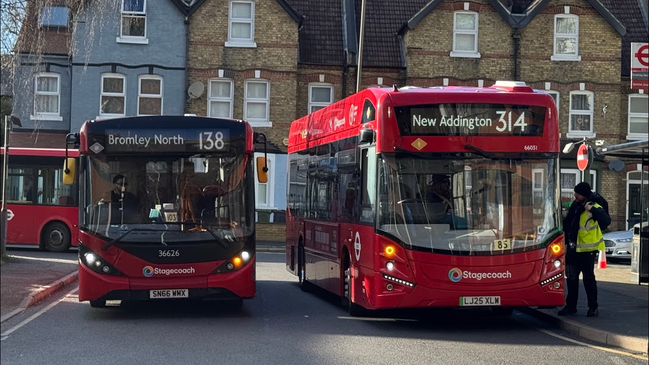 London buses at Bromley North 14/03/26