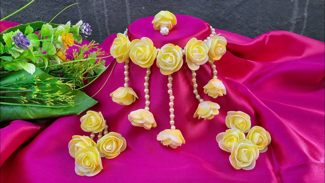 Trendy !! Flower Jewellery Making For Haldi !! Haldi Jewellery Making - DIY Wedding Jewellery