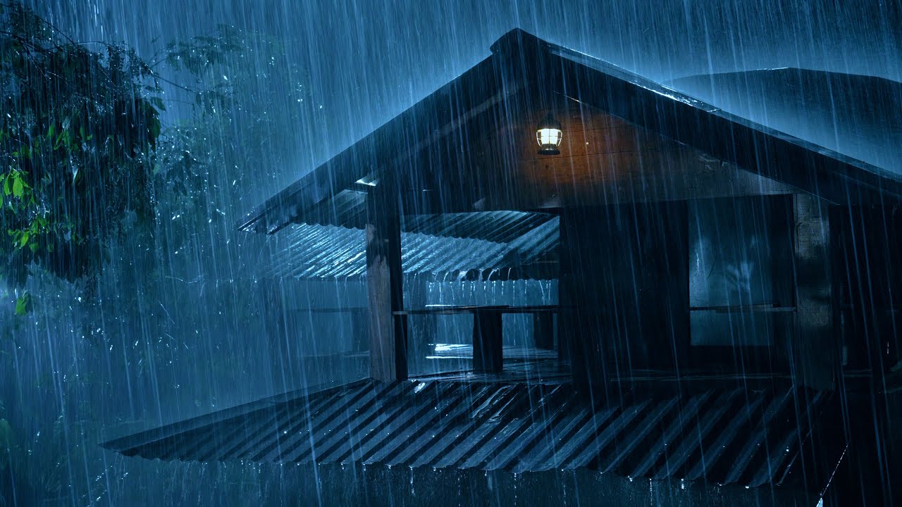 Quality Sleep in 3 Minutes with Pouring Rain & Violent Thunder on the Rickety Tin Roof at Night