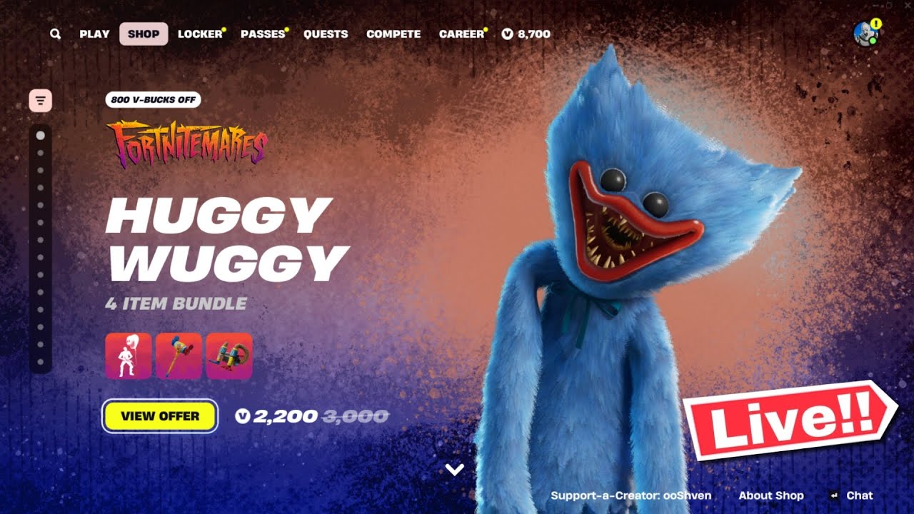 🔴*NEW* FORTNITE HUGGY WUGGY ITEM SHOP OUT NOW October 23! (Chapter 6 LIVE)