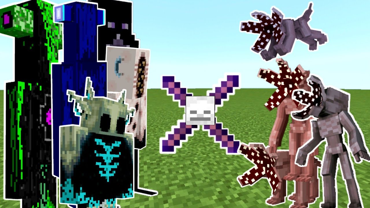 The Warden: Across Generation  VS Demogorgon & demodog (Minecraft PE/BE Mob Battle)