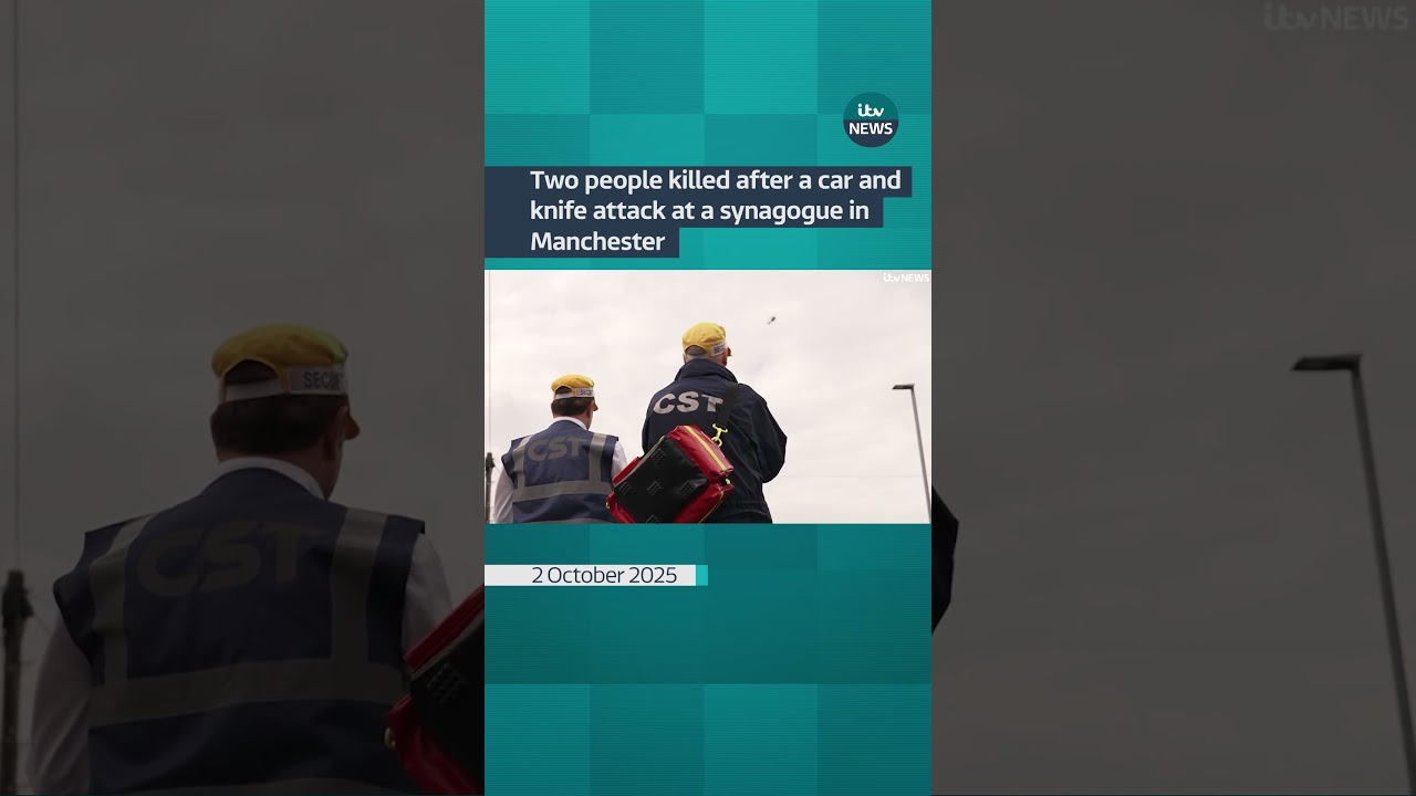 Two people dead and suspect shot after stabbing at synagogue in Manchester | ITV News