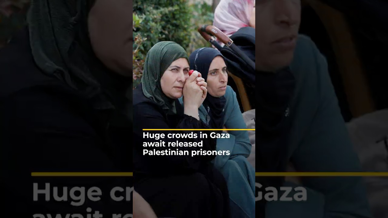 Huge crowds in Gaza await released Palestinian prisoners | AJ #shorts