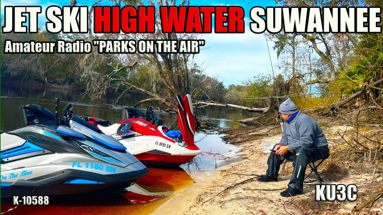 Jet Ski on Yamaha Waverunner FXs Suwannee HIGH Water River for Amateur Radio POTA #jetski