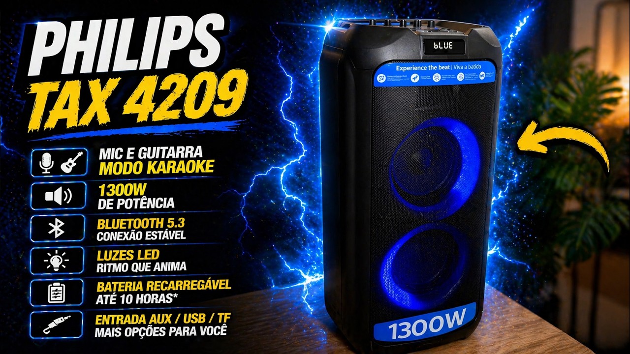 🔊🎉 PHILIPS TAX4209 - A Caixa de Som de 1300W que Transforma Qualquer Festa!
