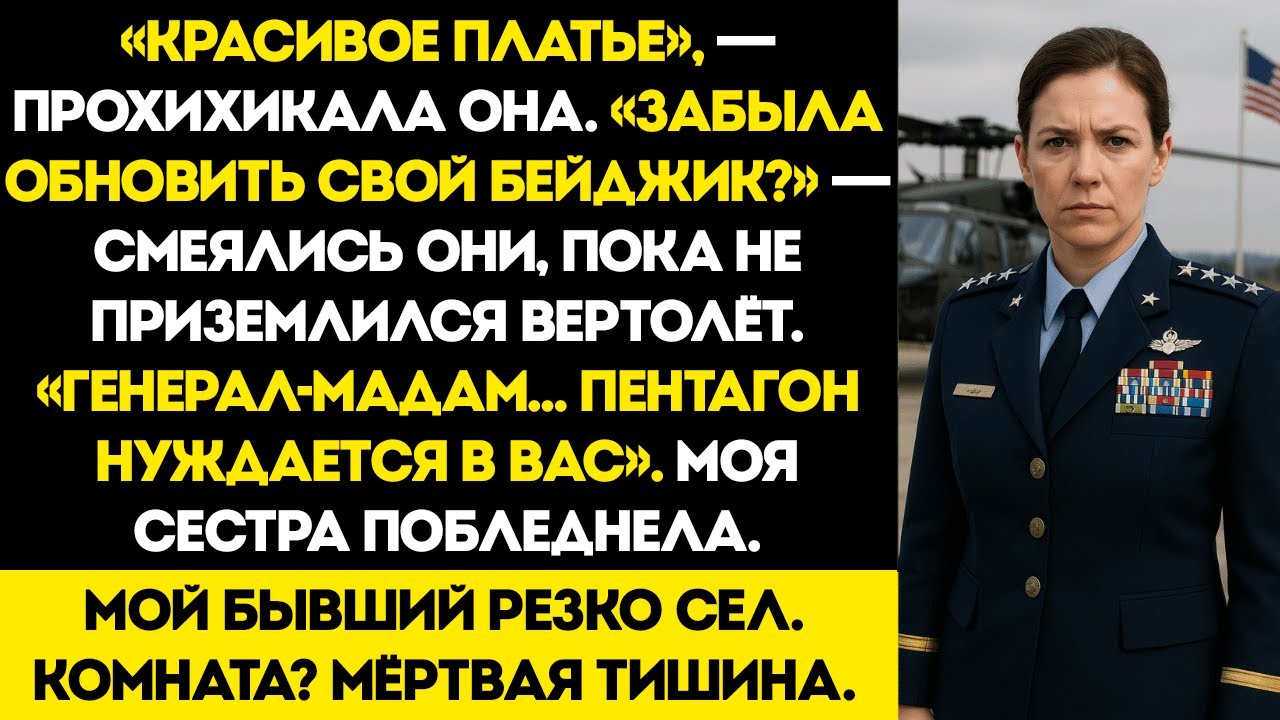 Они насмехались надо мной на встрече выпускников — пока не приземлился вертолёт. Госпожа генерал…