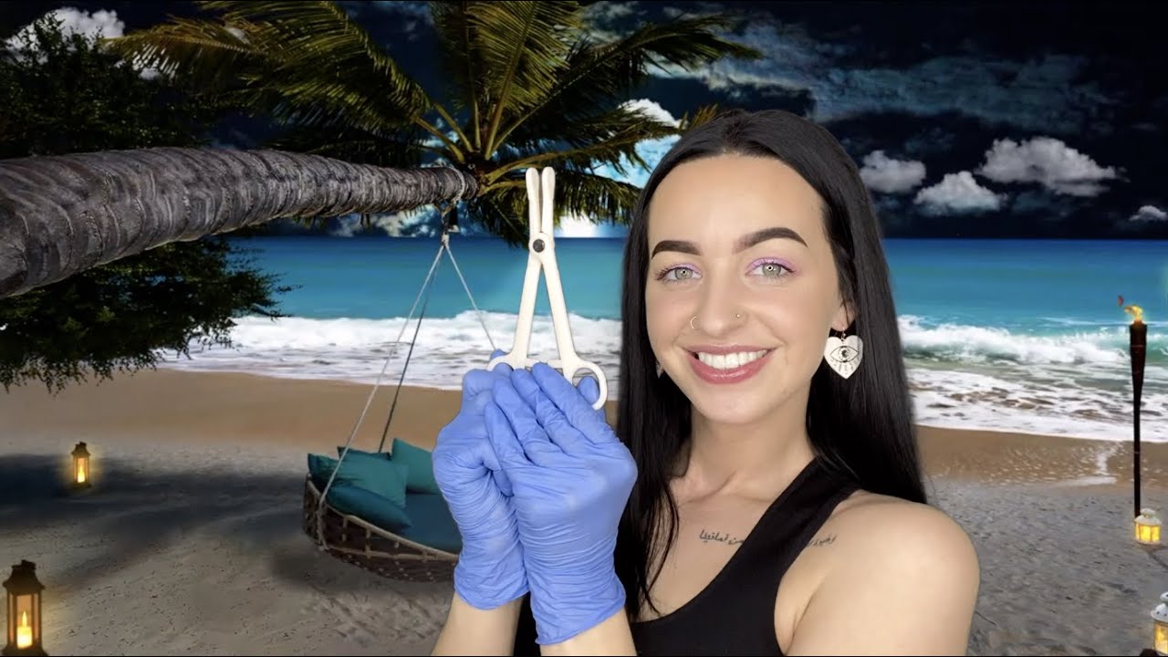 [ASMR] Пирсинг пупка на пляже (движущийся фон)