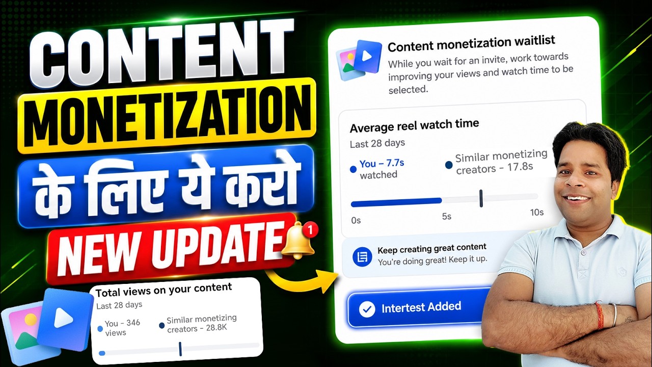 New Update🎉Facebook Content Monetization🤔Watch Time & Views बहुत जरूरी है