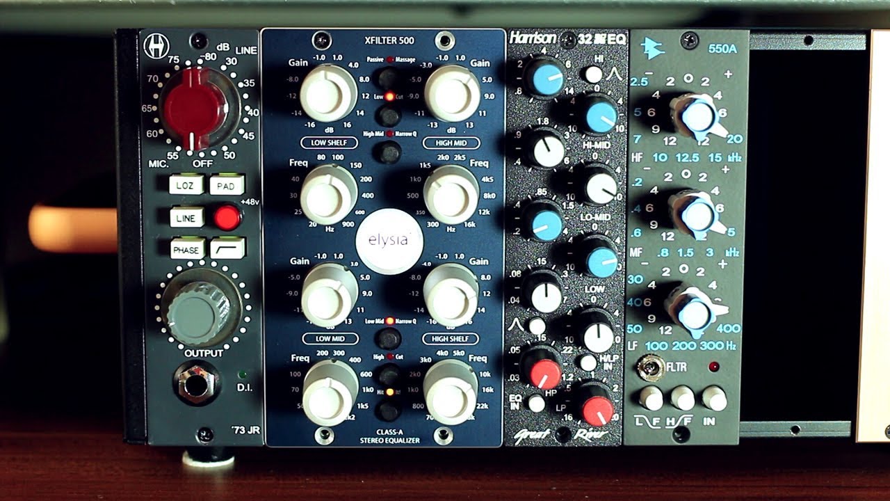 API 550a, Great River Harrison 32Eq & Elysia XFílter on SNARE - Quick Demo