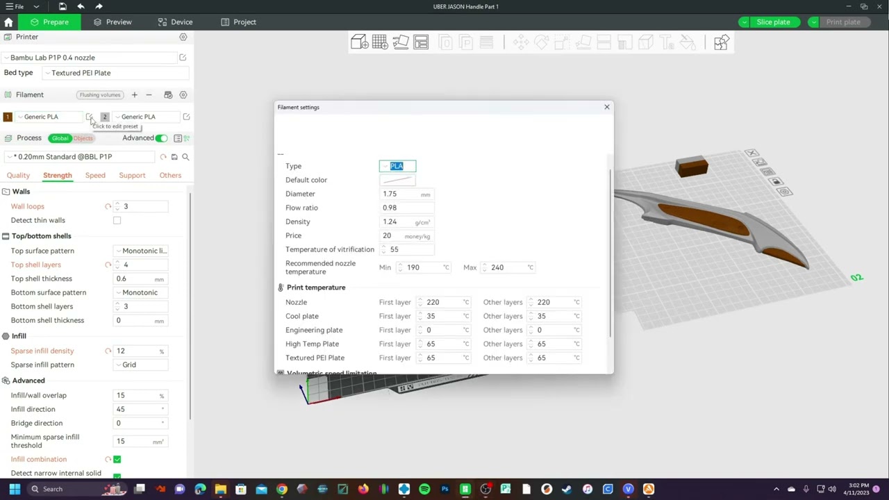 Как найти, установить или изменить температуру сопла в Bambu Studio &mdash; P1P/X1/X1C