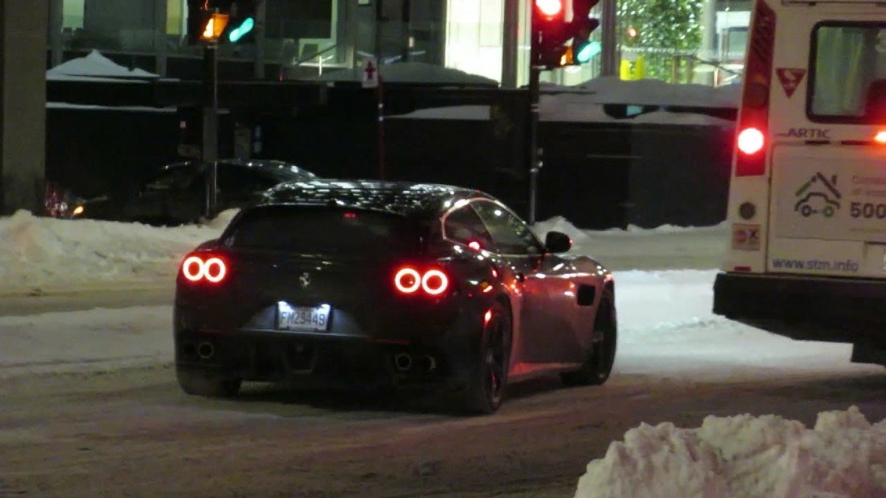 FERRARI GTC 4 LUSSO SPOTTED DRIVING IN MONTREAL SNOW ! - 01-22-19
